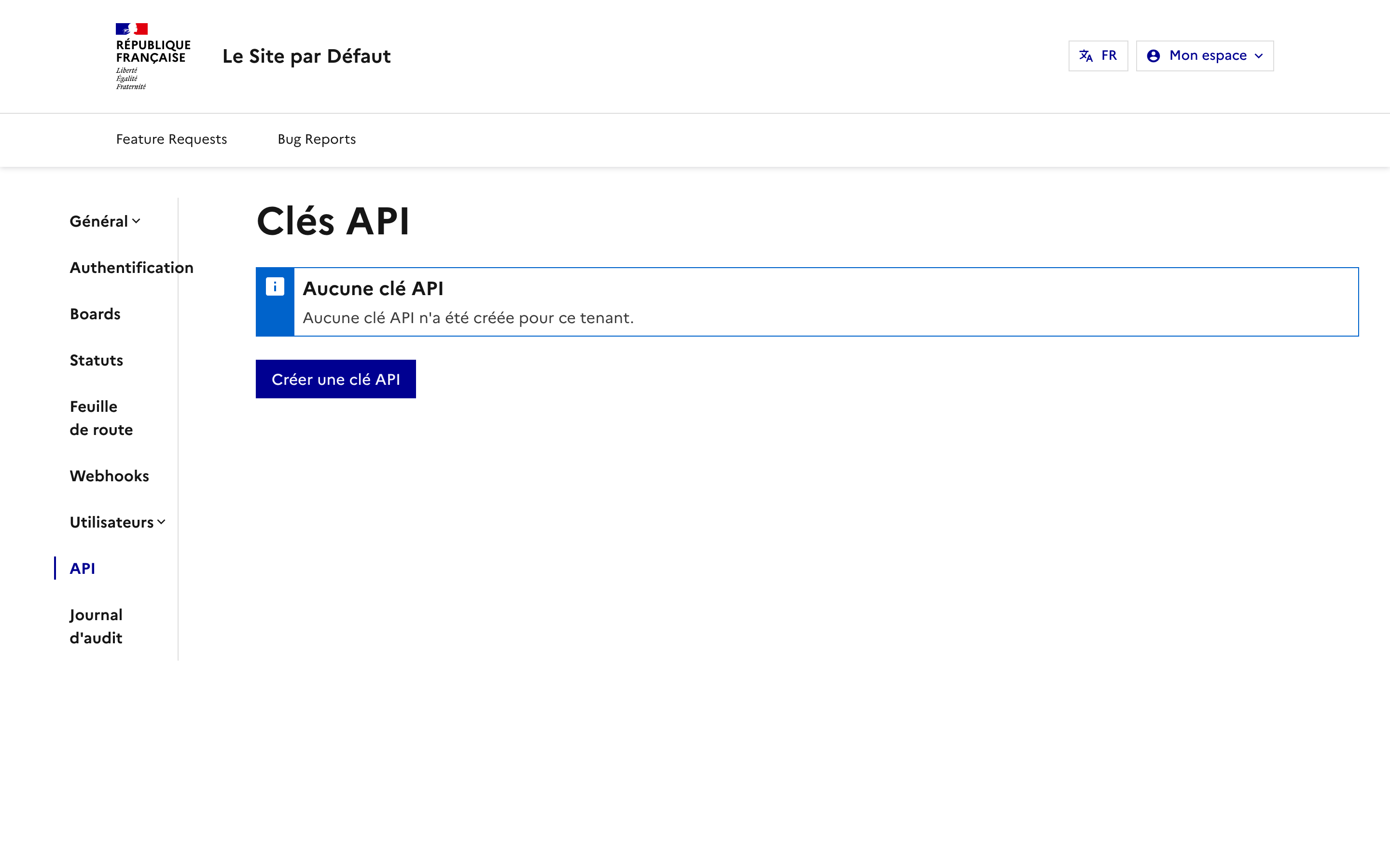 Gestion des clés API
