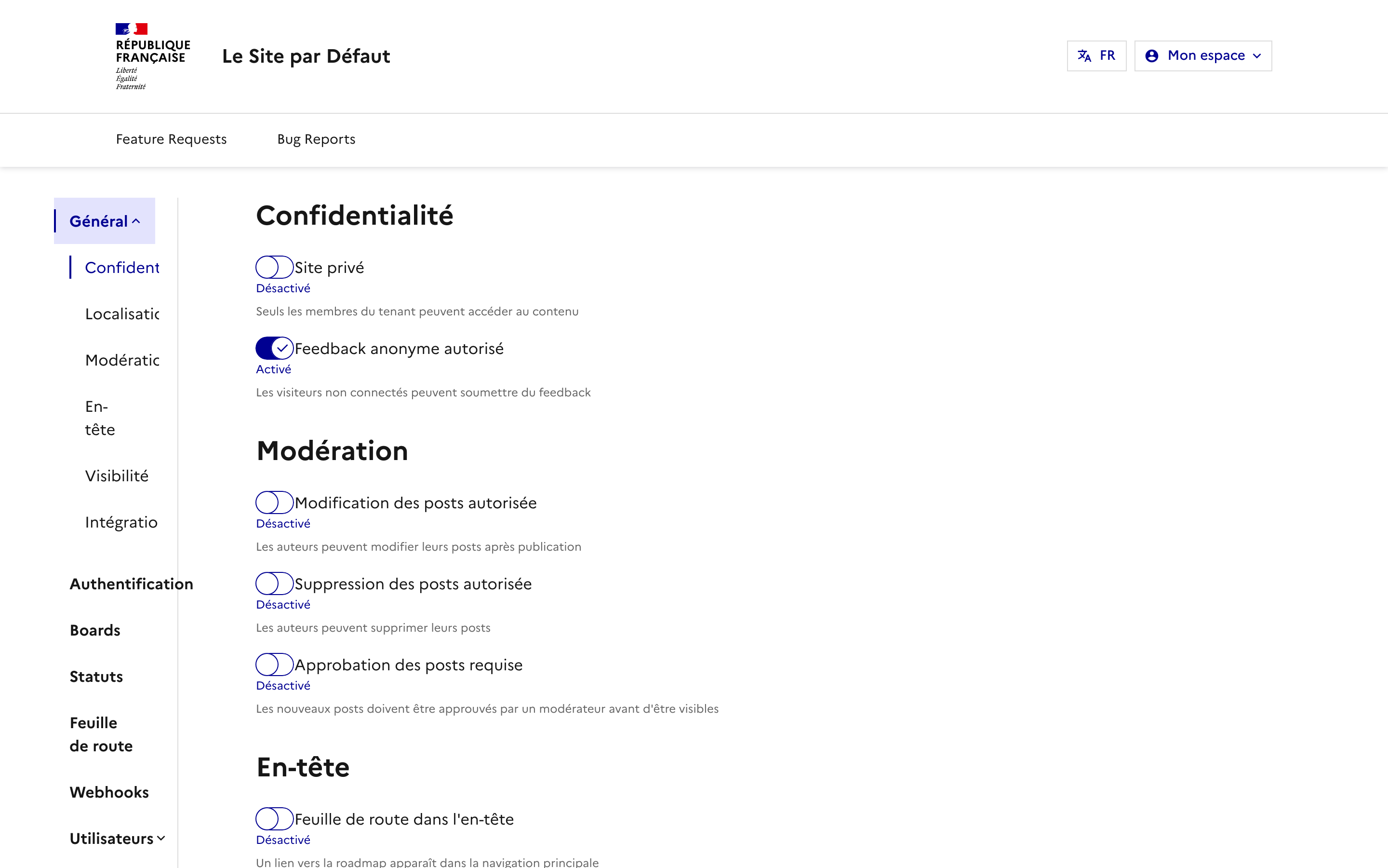 Paramètres généraux