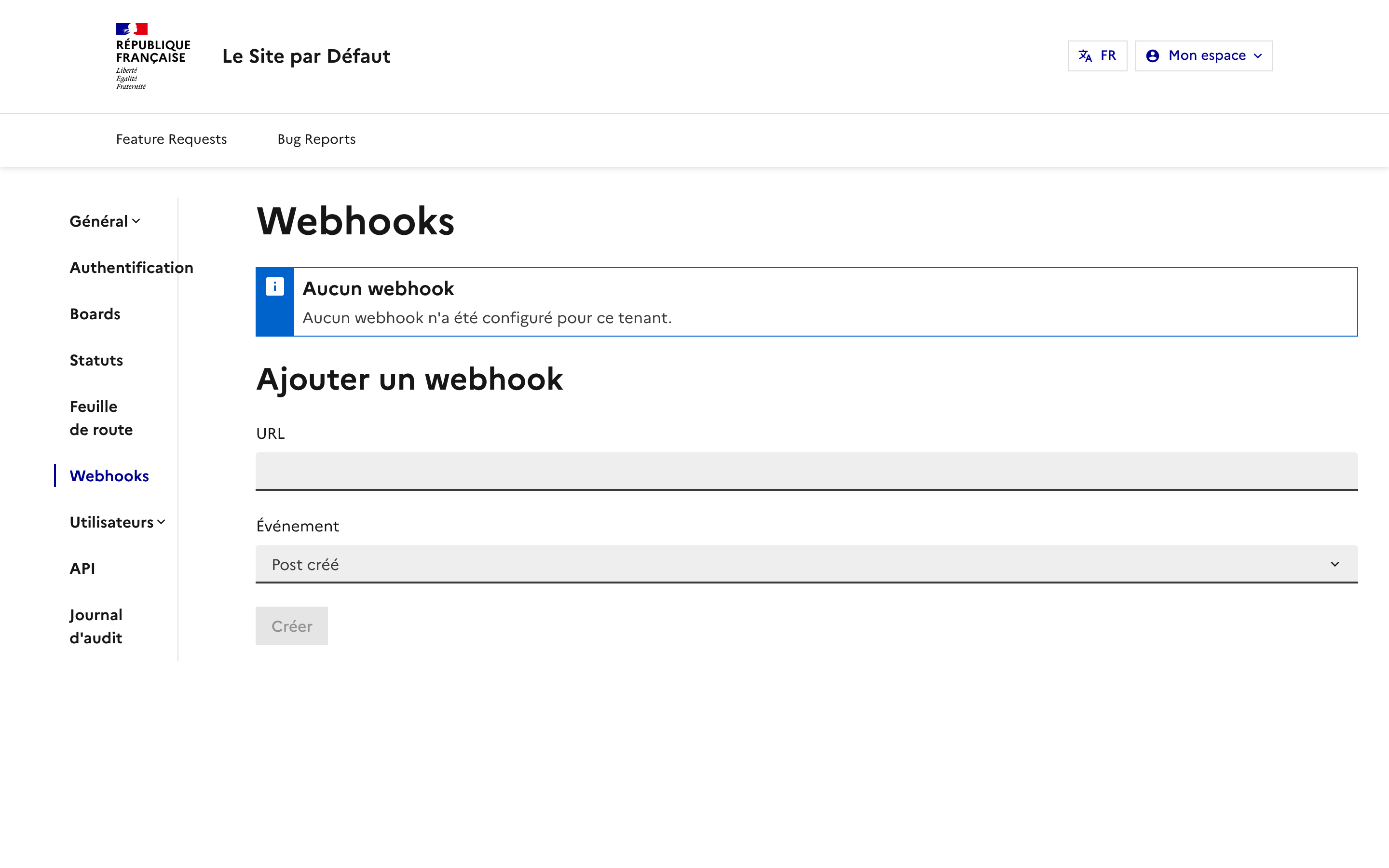Configuration des webhooks