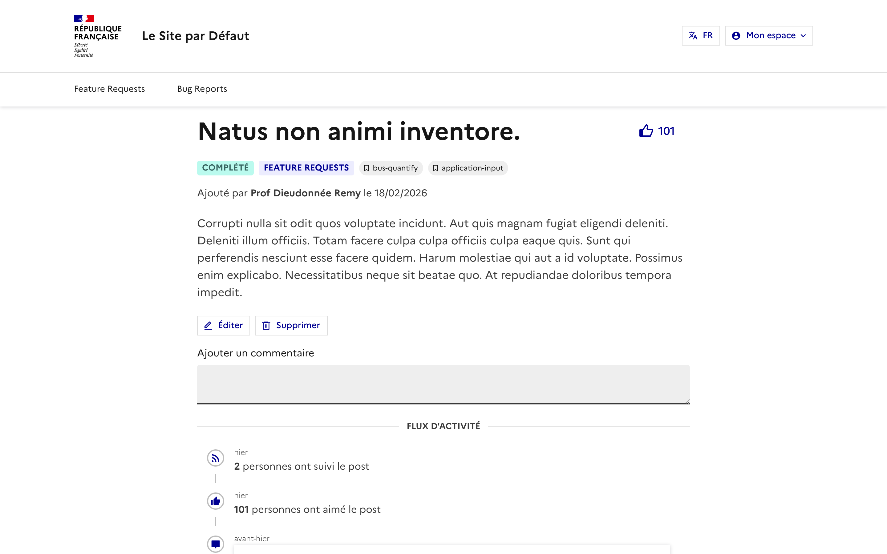 Page de détail d'une contribution